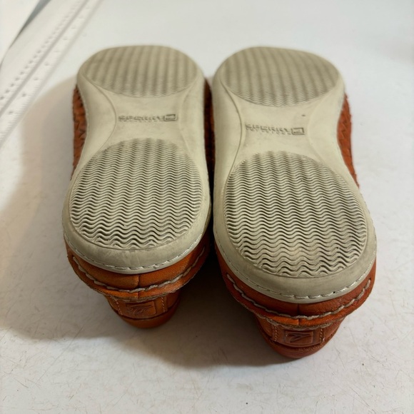 Sperry women’s papaya‎ orange leather slip on loafer woven boat shoe in size 6 - Picture 7 of 12